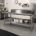Thumbnail image #2 for John Boos CDT8-LS144SSK Stainless Steel Dishtable Undershelf, 137-5/8" W x 24-1/8" D, 18/300 Shelf, 16-Gauge Legs