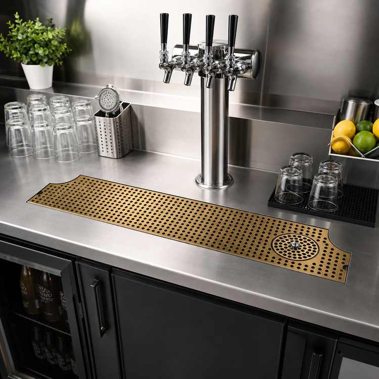 Product image #2 for Micro Matic 28-Inch Surface-Mount Stainless Steel Drip Tray Trough with Integral Glass Rinser