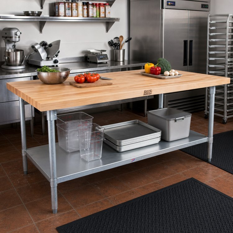 Product image #2 for John Boos HNB03 60-Inch x 24-Inch Wood Top Work Table with Galvanized Base