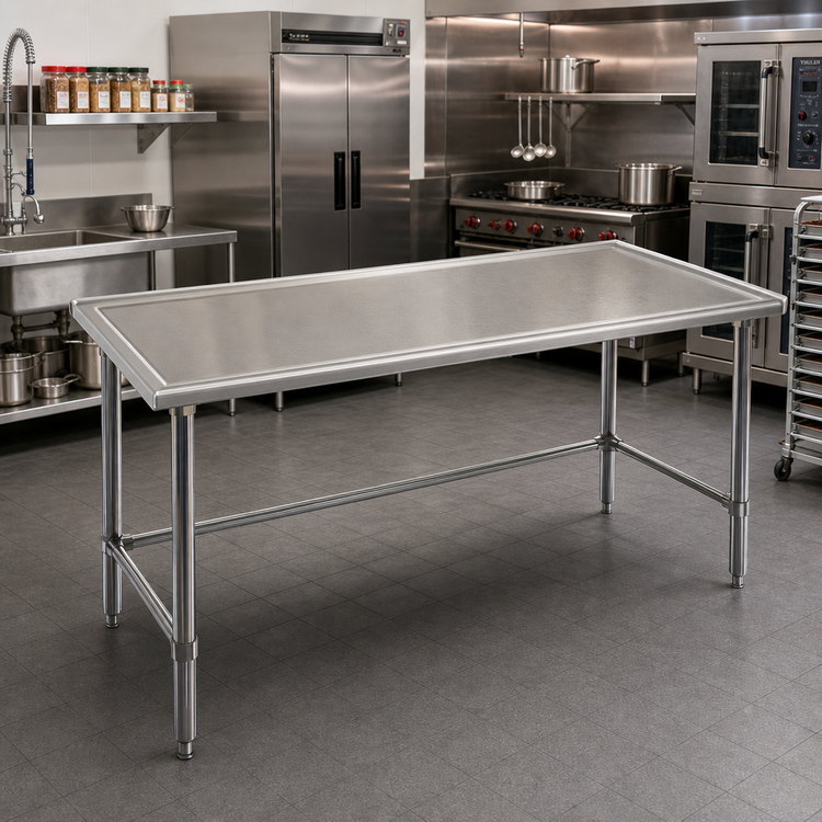 Product image #2 for Eagle Group Spec-Master Marine Series Stainless Steel Work Table, 84" W x 48" D, Box Marine Edge