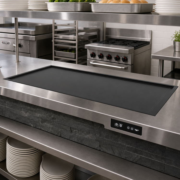 Product image #2 for Vollrath Recessed Drop-In Heated Warming Shelf, 50 Inch, Black Aluminum, 120V