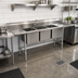 Thumbnail image #2 for Eagle Group S16 Series 2-Compartment 16-Gauge 304 Stainless Steel Sink with Right-Hand Drainboard, 67-1/2 x 27 Inches