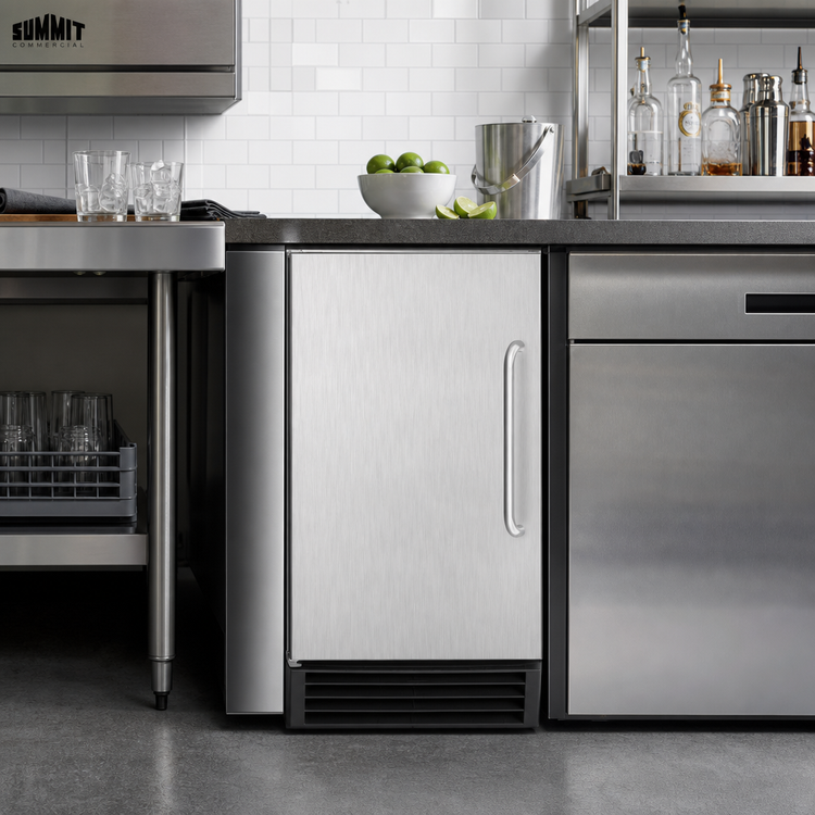 Product image #2 for Summit Commercial BIM44G Built-In/Freestanding Undercounter Cube Ice Maker with 25 lb Storage Bin
