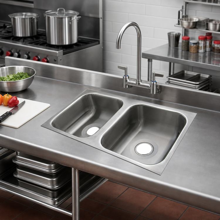 Product image #2 for Advance Tabco Smart Series Deep Drawn 2-Compartment Undermount Sink Bowl, 10 x 14 x 10 Inches, 304 Stainless Steel