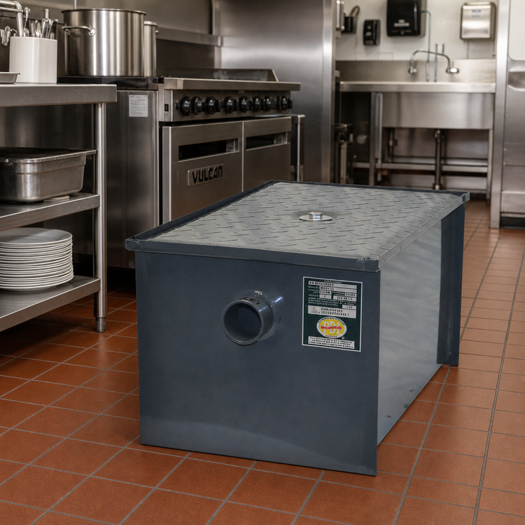 Product image #2 for BK Resources 8 lb Carbon Steel Grease Trap, 4 GPM with No-Hub Connections
