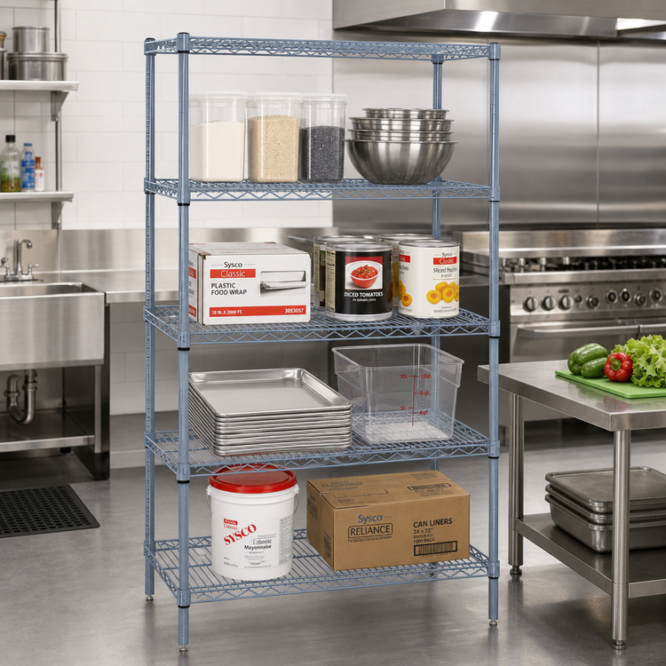 Product image #2 for Quantum Gray Epoxy Antimicrobial Wire Shelving Starter Kit, 42 x 21 x 54 Inches, 5-Shelf Stationary Unit