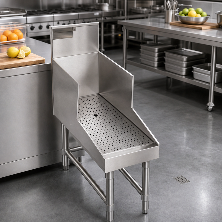 Product image #2 for Spec-Bar Free-Standing Recessed Stainless Steel Workboard with Perforated Insert and Drain, 12 x 29 Inches