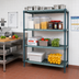 Thumbnail image #2 for Quantum 4-Tier Stationary Wire Plastic Mat Shelving Unit, 72W x 21D x 86H, Green Epoxy Antimicrobial Finish
