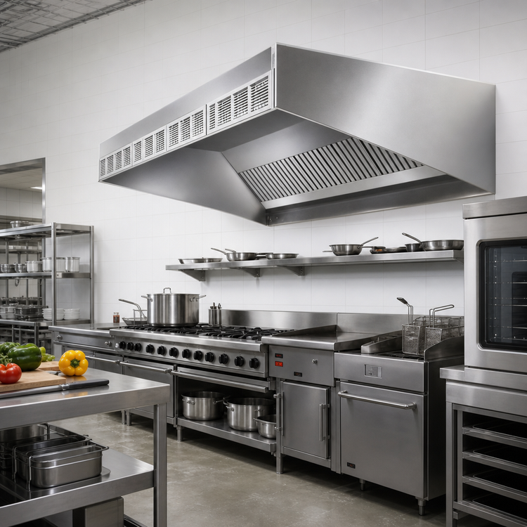 Product image #2 for SpecAir HESFA96-84 84" Wall Type Front Discharge Make-Up Air Exhaust Hood with Short Front