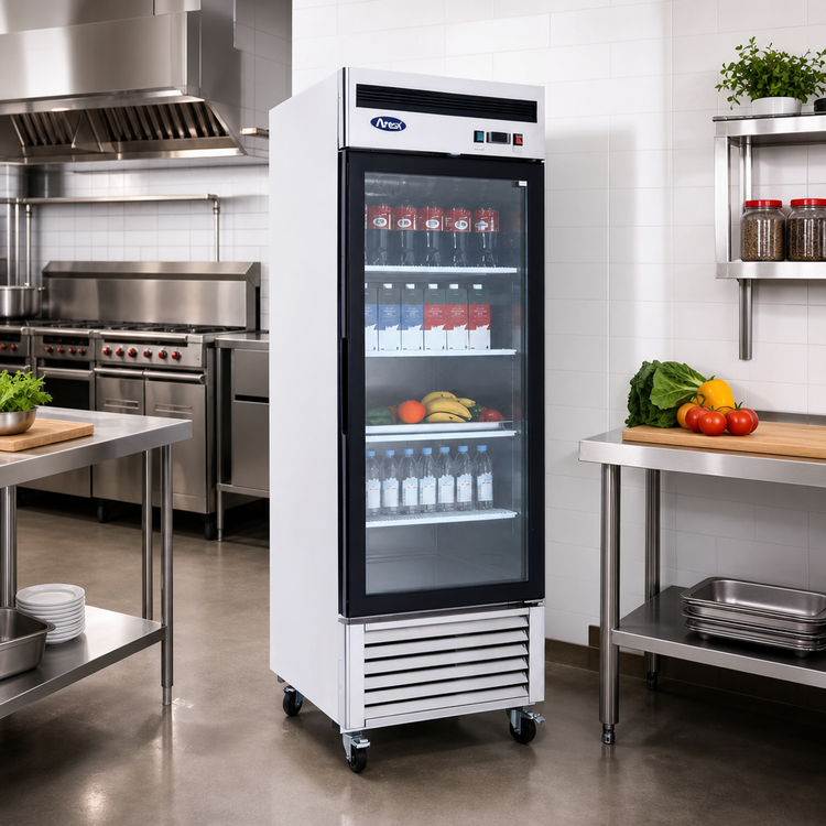 Product image #2 for Atosa 27-Inch One-Section Glass Door Refrigerator Merchandiser, Left-Hinged, Bottom-Mount Self-Contained, 19.1 Cu. Ft.