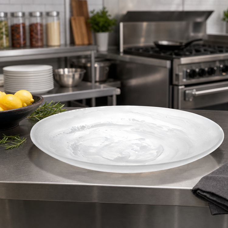 Product image #2 for American Metalcraft Translucence Collection 15-7/8 Inch Round Resin Serving Platter, 74.5 oz., White Swirl