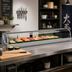 Thumbnail image #2 for Hoshizaki Countertop Refrigerated Sushi Display Case, 71-Inch Wide, Curved Glass, Right-Side Self-Contained Refrigeration