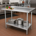 Thumbnail image #2 for Advance Tabco Stainless Steel Work Table with Rolled Front Edge, 1-1/2-Inch Rear Splash, and Adjustable Undershelf, 60 x 36 Inches