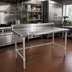 Thumbnail image #2 for John Boos Stallion 120-Inch x 36-Inch 14-Gauge Stainless Steel Work Table with 5-Inch Backsplash and Safety Edge