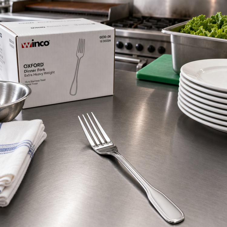 Product image #3 for Winco Oxford 7-5/8 Inch Extra Heavy Weight Dinner Fork, 18/8 Stainless Steel, Mirror Finish