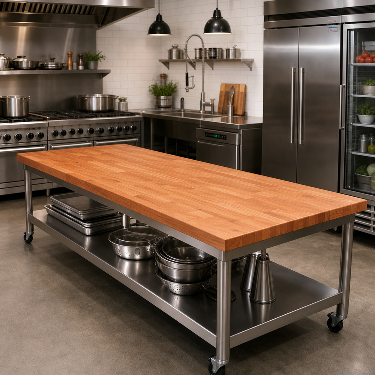 Product image #2 for Boos Block American Cherry Blended Edge Grain Kitchen Countertop, 120 x 38 x 1-1/2 Inch, Varnique Finish