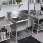 Thumbnail image #2 for John Boos Pro-Bowl 1PB24-1D24R 1-Compartment Stainless Steel Floor Sink, 24-Inch Right-Hand Drainboard, 10-Inch Backsplash