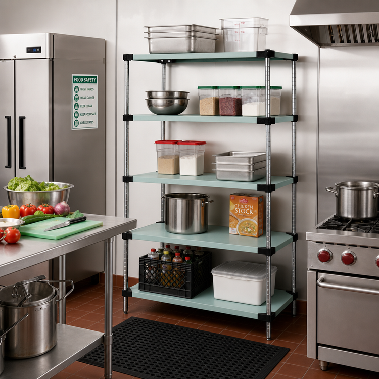 Product image #2 for Quantum Solid Shelving Starter Kit, 42 x 24 x 86 Inches, 5 Solid Shelves, 304 Stainless Steel