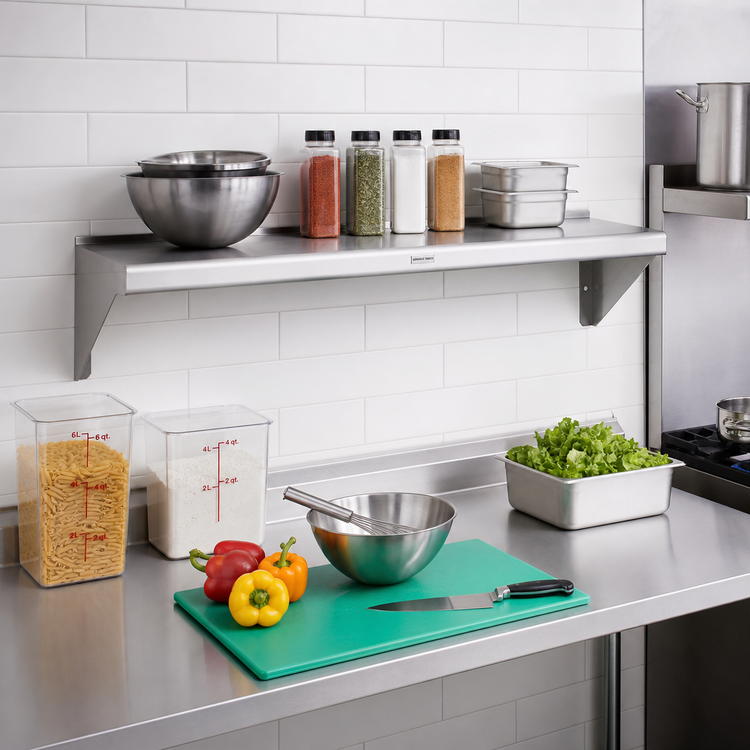 Product image #2 for Advance Tabco Special Value Series 24-Inch Wall-Mounted Stainless Steel Shelf