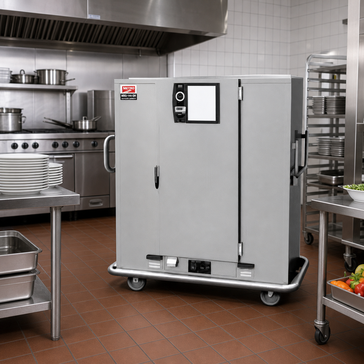 Product image #2 for Metro MBQ-144-QH Single-Door Heated Banquet Cabinet, 144 Plate Capacity, Quad-Heat Dual Fuel