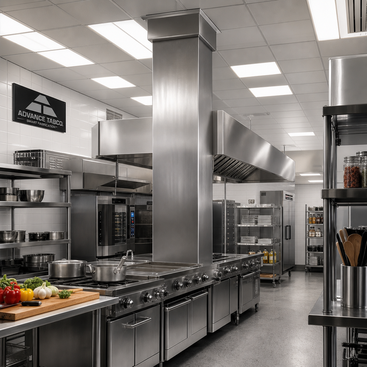 Product image #2 for Advance Tabco 60-Inch Stainless Steel Ventilation Riser with Adjustable Ceiling Trim Collar