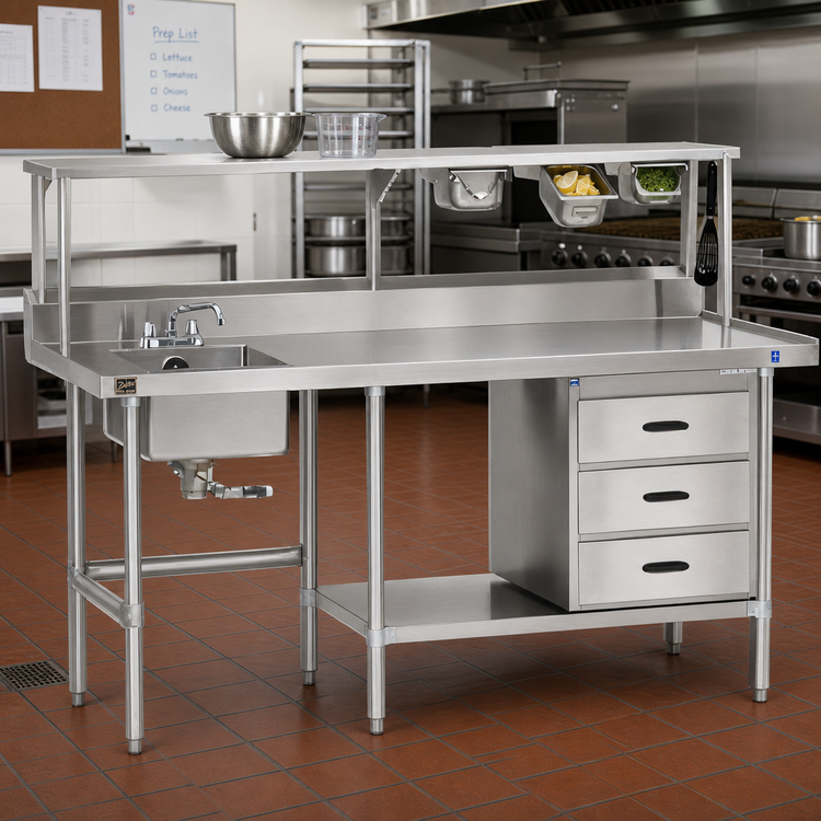 Product image #2 for Duke 18 x 18 Inch 1-Compartment Stainless Steel Sink with Crumb-Cup Drain