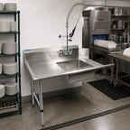 Thumbnail image #2 for BK Resources BKSDT-60-L-SS-P-G 60-Inch Straight Soiled Dish Table, Left-to-Right, Pre-Rinse Sink & Faucet, 10-Inch Backsplash