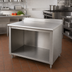 Thumbnail image #2 for Advance Tabco 84-Inch x 24-Inch Open Front Cabinet Base Work Table with 5-Inch Backsplash, 14-Gauge 304 Stainless Steel Top