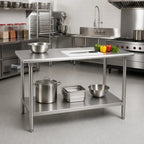Thumbnail image #2 for Advance Tabco MG-245 60-Inch x 24-Inch 16-Gauge 304 Stainless Steel Flat Top Work Table with Adjustable Galvanized Undershelf