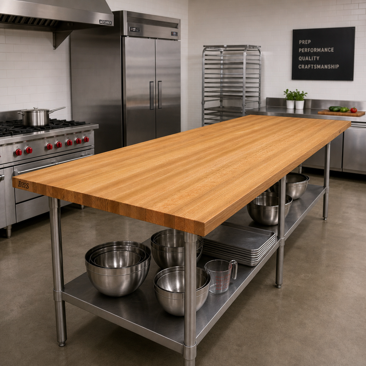 Product image #2 for John Boos Appalachian 108" x 32" Edge Grain Red Oak Island Countertop with Varnique Finish