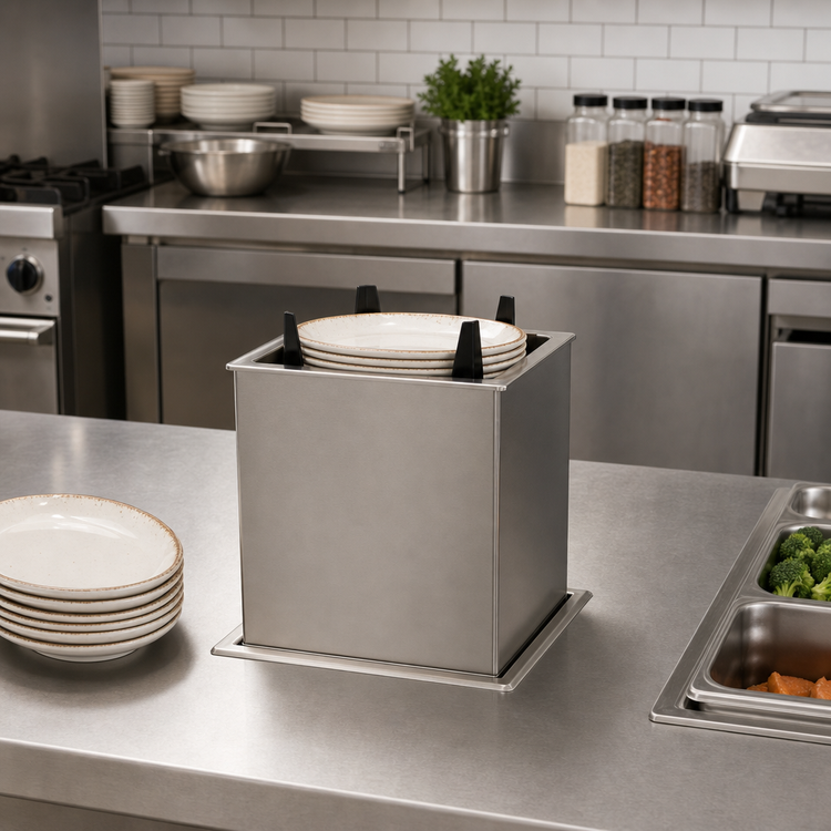 Product image #2 for Atlas Metal Drop-In Unheated Oval Platter Dispenser, Open Frame, Stainless Steel, 8-1/2 x 6-5/8 Inch Capacity