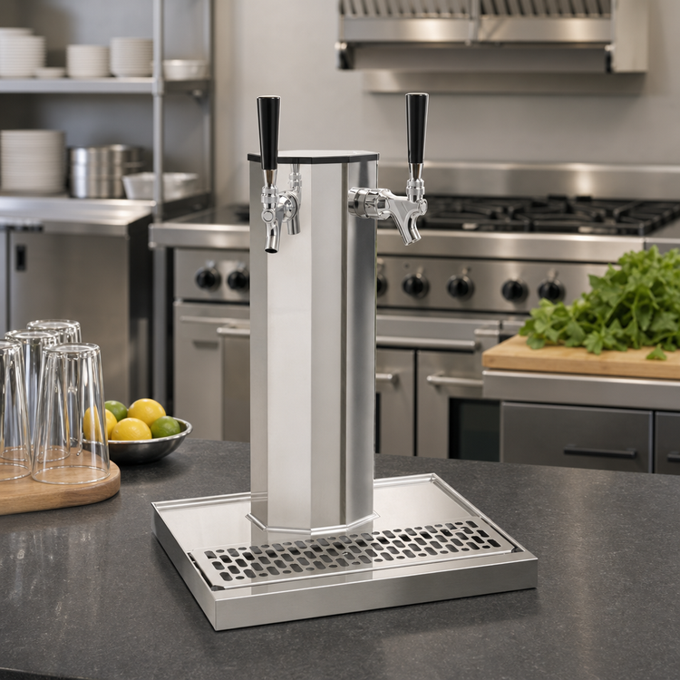 Product image #2 for Glastender Countertop Air-Cooled 2-Faucet Column Draft Dispensing Tower