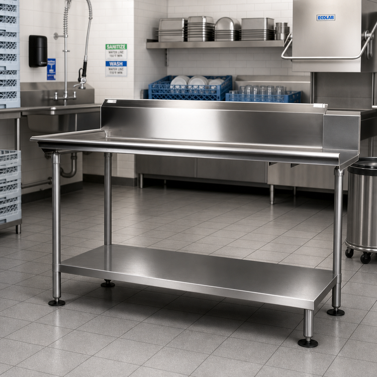 Product image #2 for John Boos 300 Series Stainless Steel Dishtable Undershelf with Adjustable Bullet Feet, 65-5/8 x 24-1/8 Inches