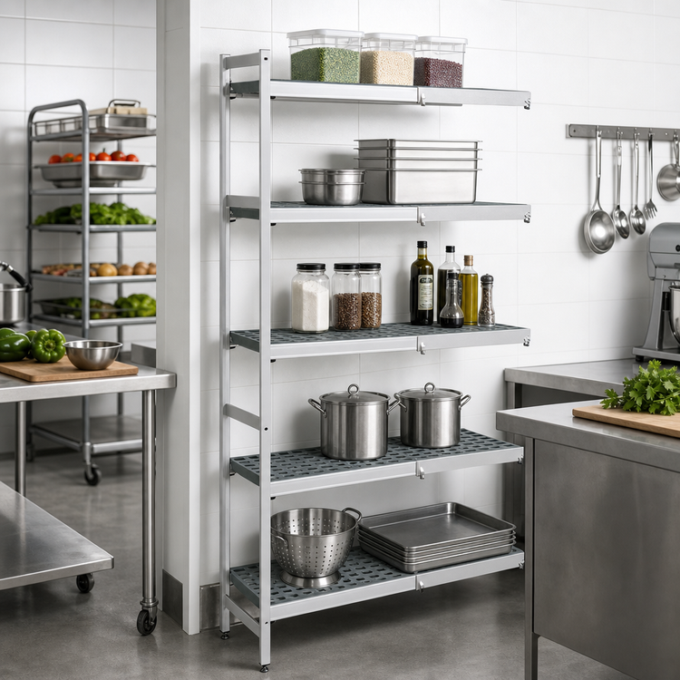 Product image #2 for Fermostock 5-Tier Corner Expansion Polymer Shelving Unit, 83 Inch H x 35 Inch W x 14 Inch D