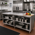 Thumbnail image #2 for Advance Tabco Special Value Series 84 Inch x 30 Inch Flat Top Open Front Cabinet Base Work Table with Mid-Shelf