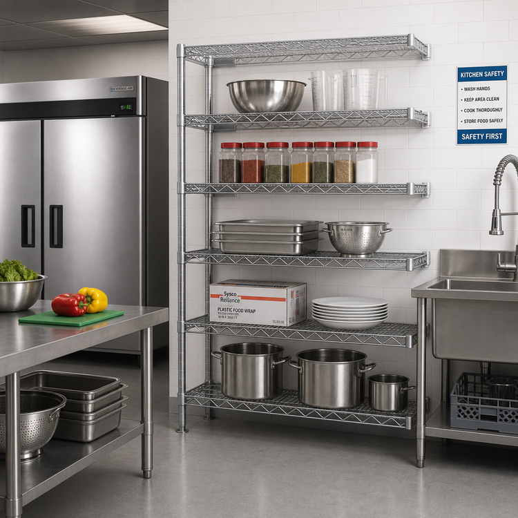 Product image #2 for Eagle Group 5-Tier Chrome-Plated Wire Shelving Add-On Unit, 36W x 21D x 86H