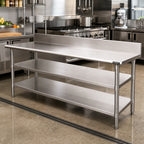 Thumbnail image #2 for Eagle Group 24120SADJUS-18/4 Adjustable Stainless Steel Work Table Undershelf, 120"W x 24"D, 18 Gauge, 430 Series