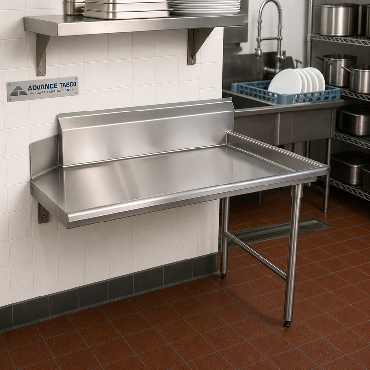 Product image #2 for Advance Tabco Right-Side Clean Straight Dishtable with 10-1/2-Inch Backsplash, 23 x 30 Inches, 304 Stainless Steel