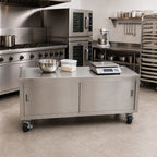 Thumbnail image #3 for Klinger's Trading ES-CABINET3073 Enclosed Stainless Steel Equipment Stand Cabinet with Marine Edge and 4 Casters, 73 x 30 x 24 Inches
