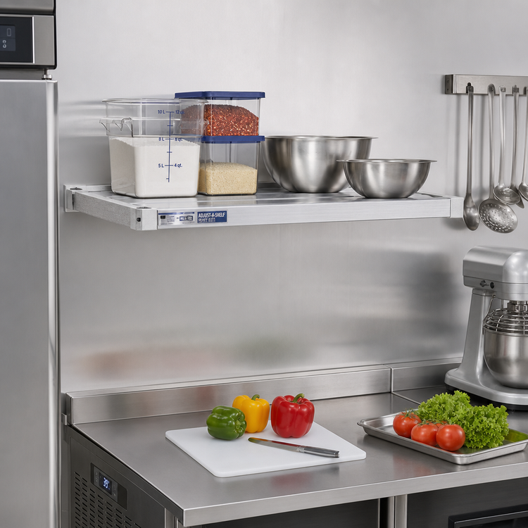 Product image #3 for Adjust-A-Shelf Heavy-Duty Wall-Mounted Aluminum Shelf, 30 x 24 Inches, 2,000 lb. Capacity
