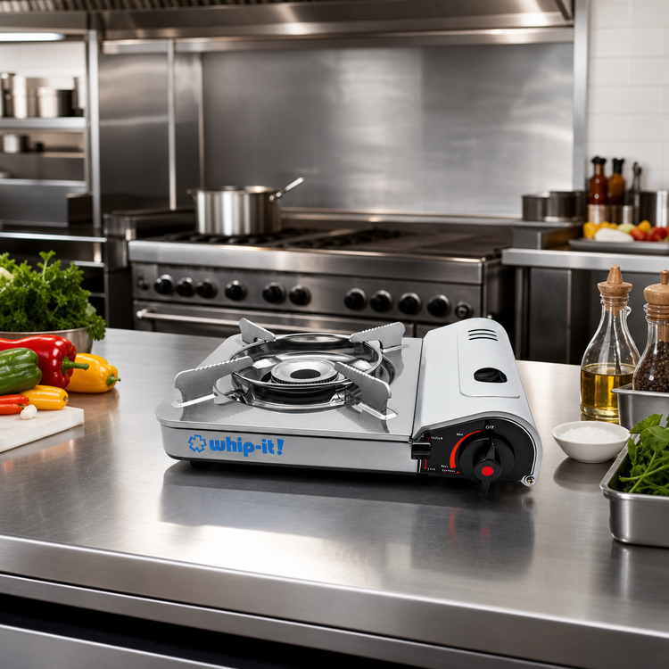 Product image #3 for Whip-It! Hot Spot Portable Single Burner Butane Countertop Stove, 9,000 BTU, Silver