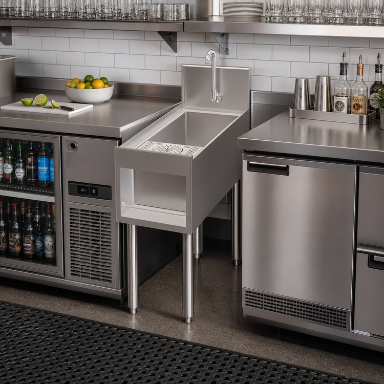 Product image #2 for Tobin Ellis Signature 12-Inch Freestanding Underbar Utility Sink with Glass Rinser