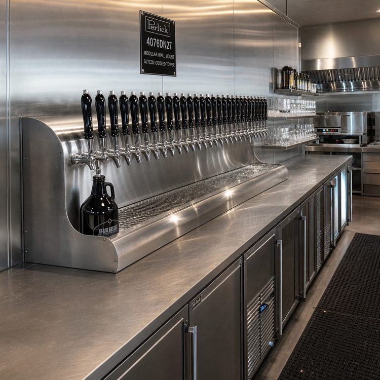 Product image #2 for Perlick 4076DN27 Modular Wall Mount Glycol-Cooled Draft Beer Dispensing Tower - 27 Faucets