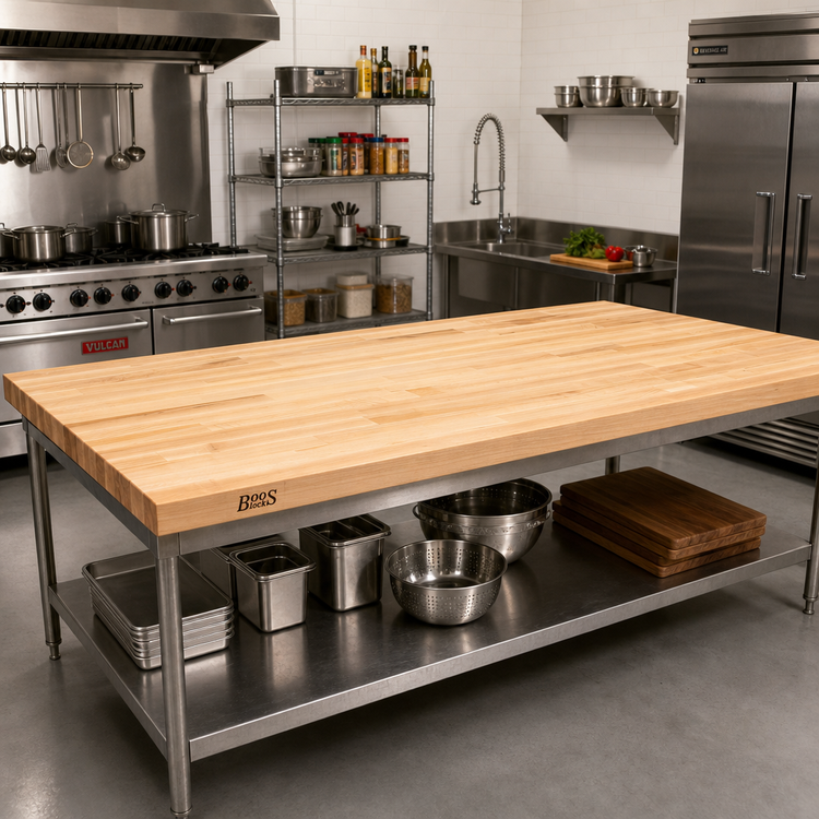 Product image #2 for Boos Block Northern Hard Rock Maple Kitchen Countertop, 84 x 48 x 1-3/4 Inch, Blended Rails, Varnique Finish