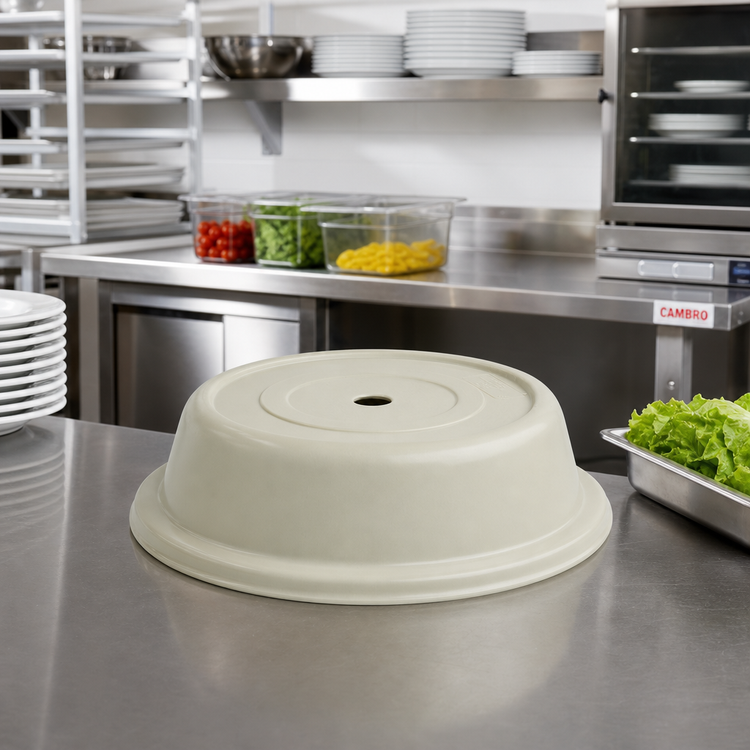 Product image #3 for Cambro Versa Camcover® Round Fiberglass Plate Cover, 10-5/8 Inch Inside Diameter, Antique Parchment