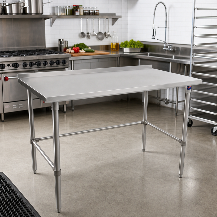 Product image #2 for John Boos Stallion 72-Inch x 36-Inch Stainless Steel Work Table with 1-1/2-Inch Rear Up-Turn and Safety Edge
