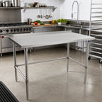 Thumbnail image #2 for John Boos Stallion ST6R1.5-3672SBW 72 x 36 Inch Stainless Steel Work Table, 16-Gauge 300-Series Top, Open Base, 1-1/2-Inch Rear Up-Turn