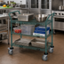 Thumbnail image #2 for Quantum Green Epoxy Antimicrobial Utility Bus Cart with 3 Wire Shelves, 60 x 18 Inch
