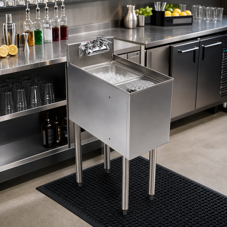 Product image #2 for CHOICE 12-Inch Wide Freestanding Stainless Steel Underbar Mixology Unit