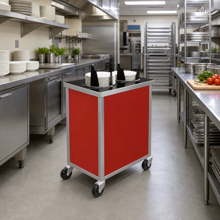 Product image #2 for Mobile Unheated Dual-Tube Plate Dispenser for Up to 9-1/8-Inch Dishes